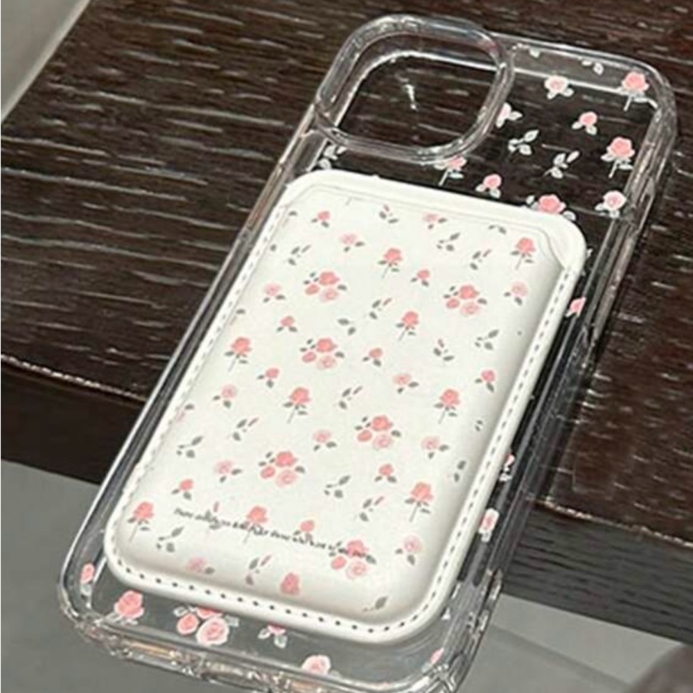 Iphone 16 pro Floral Clear Phone Case with Card Holder
